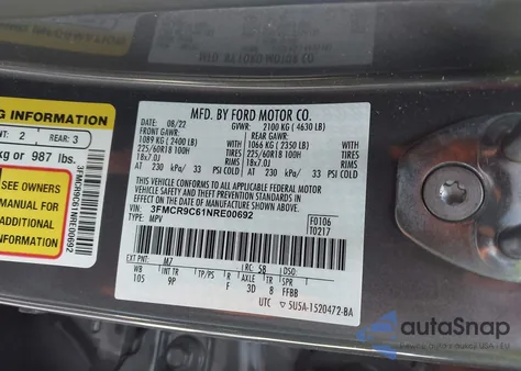 2022 Ford Bronco Sport Outer Banks from USA, damaged, VIN 3FMCR9C61NRE00692